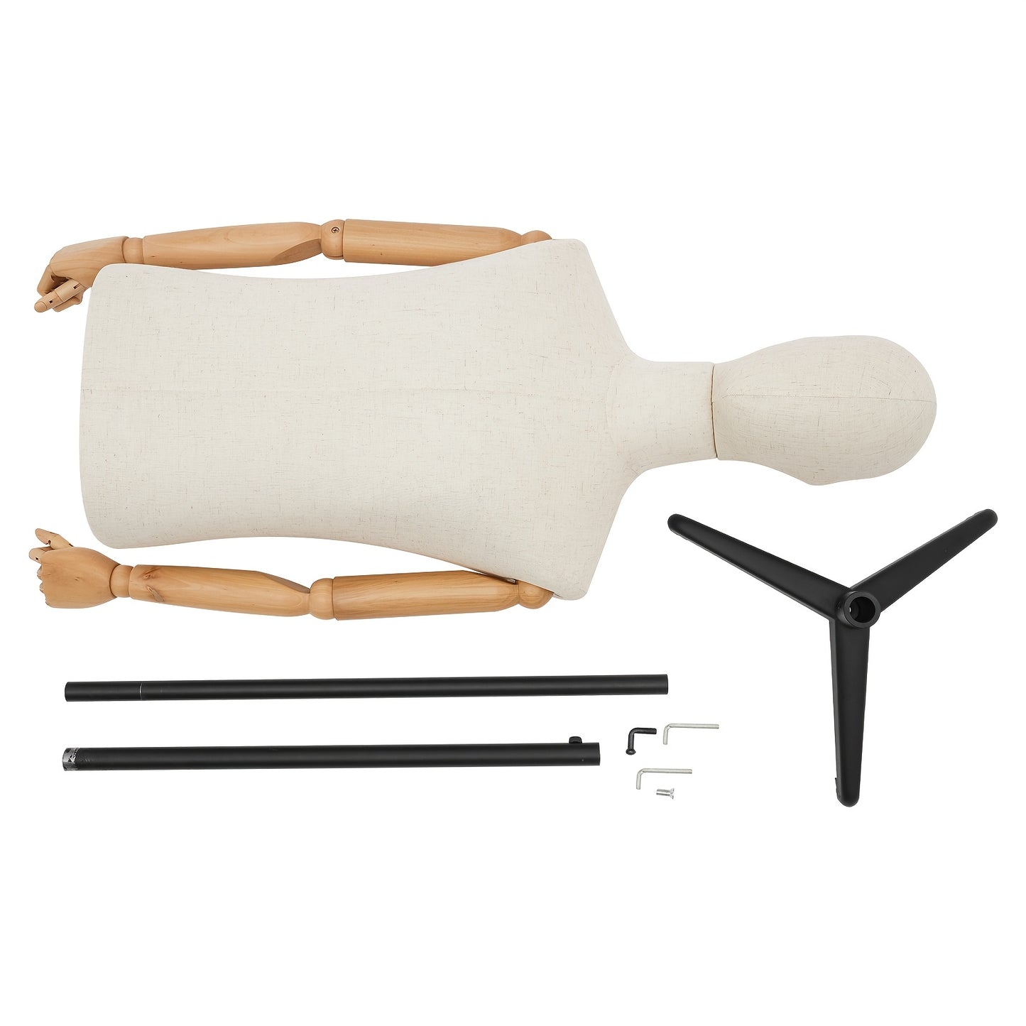 Mannenetalagepop – Etalagepop Heren – Displaypop Man – Kledingpoppetje – Etalagepop Verstelbaar – Verstelbare Hoogte 135-193 cm – Houten Body Met Linnen Bekleding