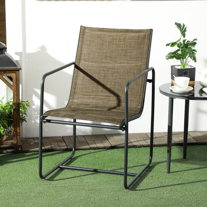 Tuinstoelen – Buitenstoelen – Terrasstoelen – Balkonstoelen – Tuinmeubel – Set Van 2 – Ademend Polyester Mesh – Stevig Stalen Frame – Zwart/Bruin – 54x66,5x88 cm