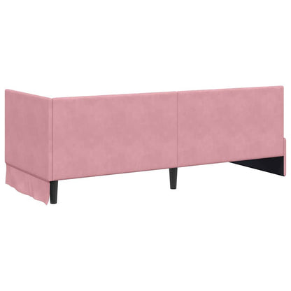 Bedframe – Bed – Eenpersoonsbed – Slaapbank – Kinderbed – Blauw Velvet Hoofdbord – Stevig Plaatmateriaal – Lattenbodem 80x200 cm