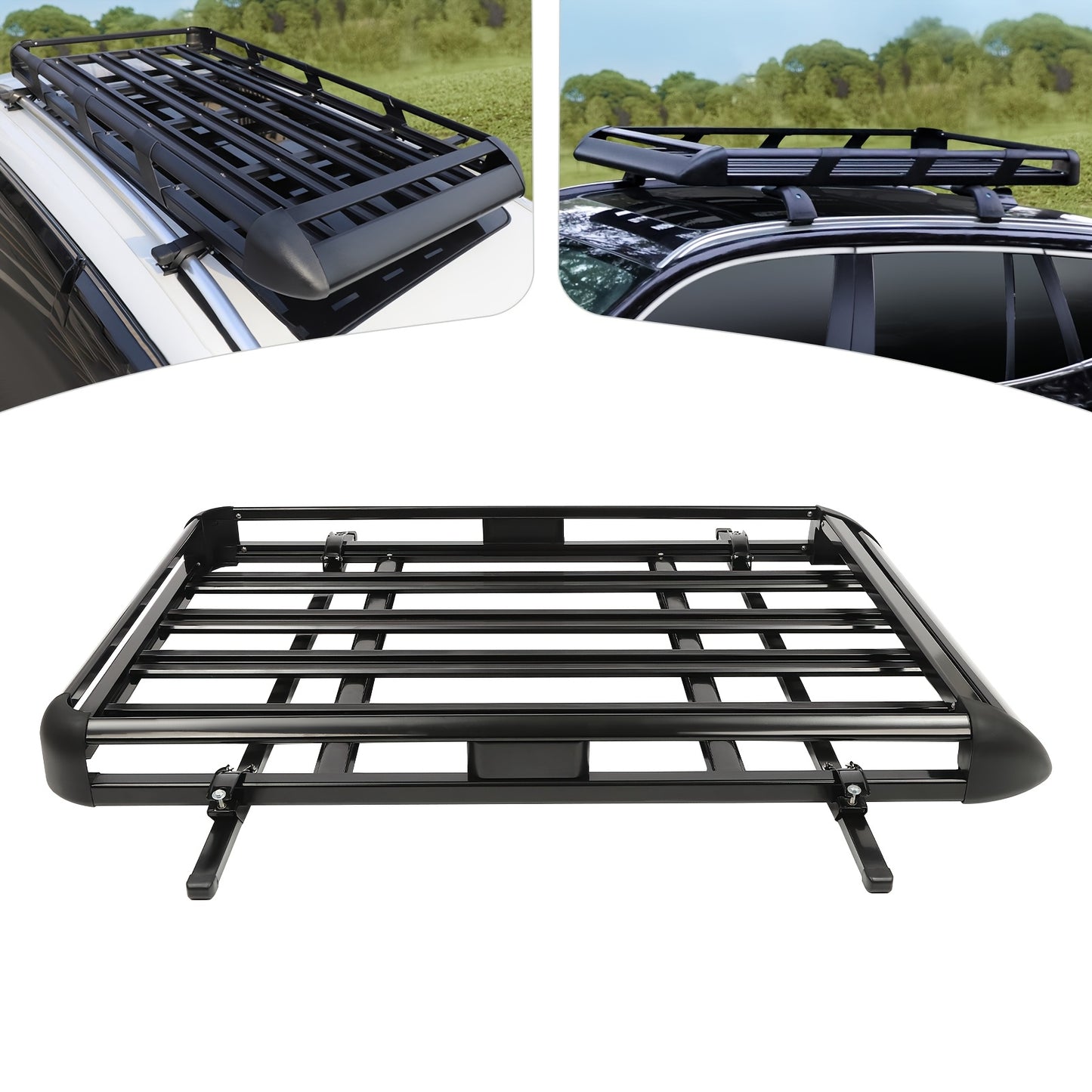 Universele Dakdrager Auto – Dakkoffer Drager – Bagagerek Roofrack – Luggage Carrier – Zwart Aluminium – 140x100 cm – Geschikt Voor SUV Met Bouwdak – Belastbaar Tot 150 kg