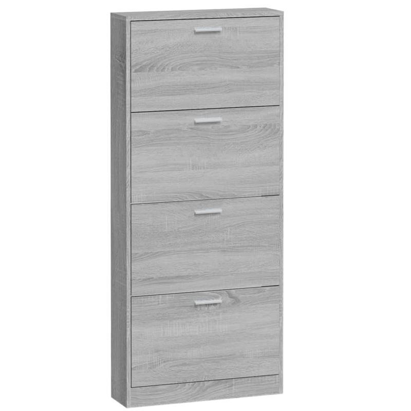 Schoenenkast – Schoenenrek – Schoenopberger – Schoenmeubel – Schoenhouder – Grijs Sonoma – Ruimtebesparend Ontwerp – Houtcomposiet & Hardhout