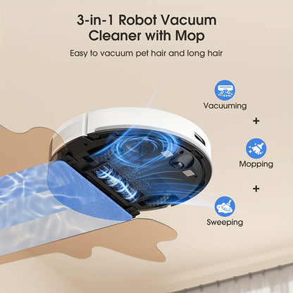 Robotstofzuiger – Robotstofzuiger En Mop – Dweilrobot – Reinigingsrobot – Zelfledigende Robotstofzuiger – 5500Pa Zuigkracht – 2,5L Zelf Ledigingsstation Voor 60 Dagen