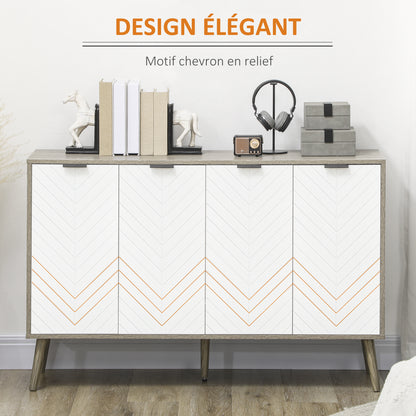 Dressoir – Opbergkast – Buffetkast – Ladekast – Kast – Laagstaand – Melaminehout – 120x35x77,4 cm – Chevron Deuren – Verstelbare Planken