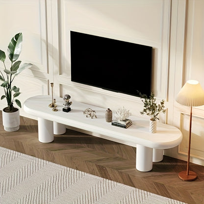 Tv Meubel – Tv Kast – Tv Stand – Tv Dressoir – Entertainment Meubel – Wit Bamboe – 160x40x40 cm – Stevig Met 4 Poten – Direct Gebruiksklaar
