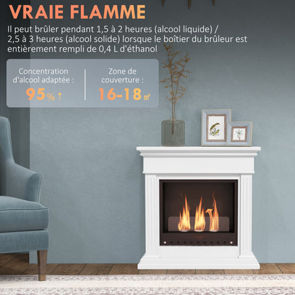 Biohaard – Bio Ethanol Haard – Sfeerhaard – Vrijstaande Haard – Tafelhaard – 3 Branders 0,4L – Geschikt voor 16-18 m² – Wit