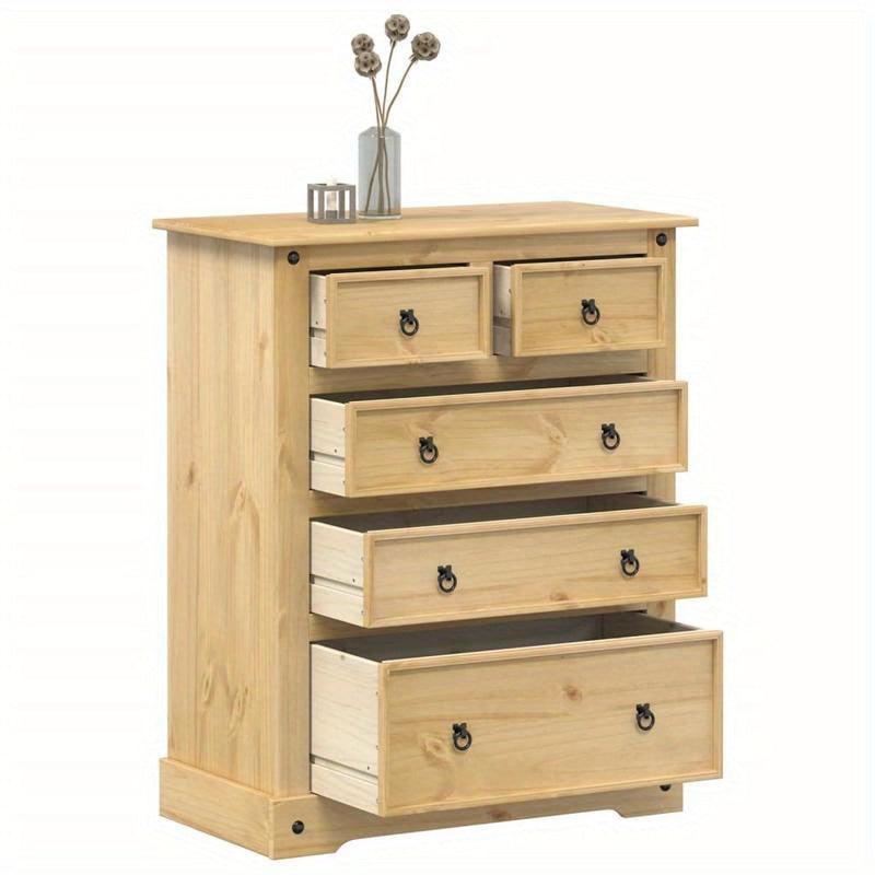 Ladekast – Ladekastje – Opbergkast – Kastje – Ladenkast – Massief Grenenhout – Bruine Afwerking – Ruime Opbergruimte 92x48x114 cm