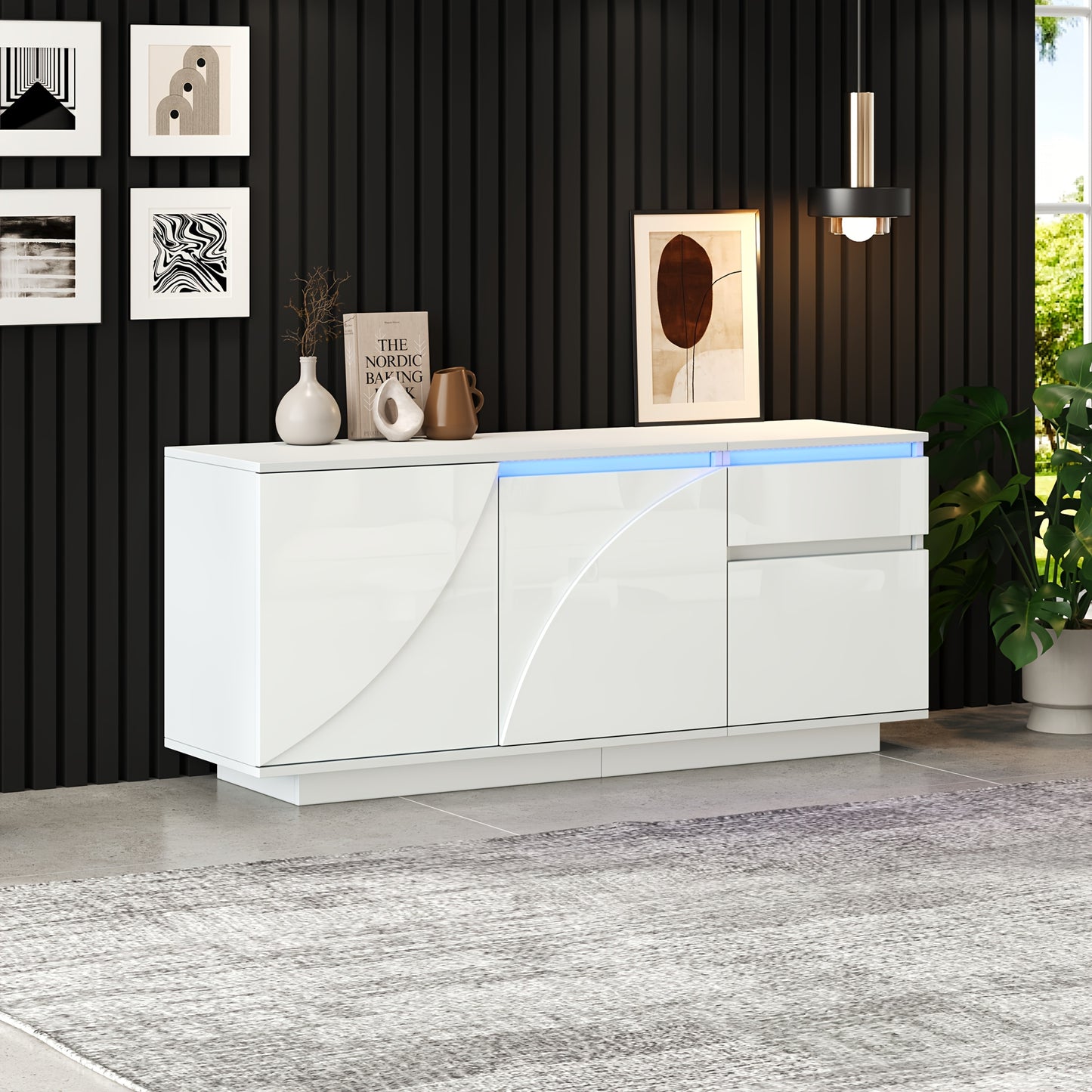 Dressoir Wit – Sideboard – Kast – Ladekast – Kastenmeubel – Modern Design – Bamboe – 140x40x60 cm – 3 Kasten Met Verstelbare Planken – Eenvoudig Zelf Te Monteren