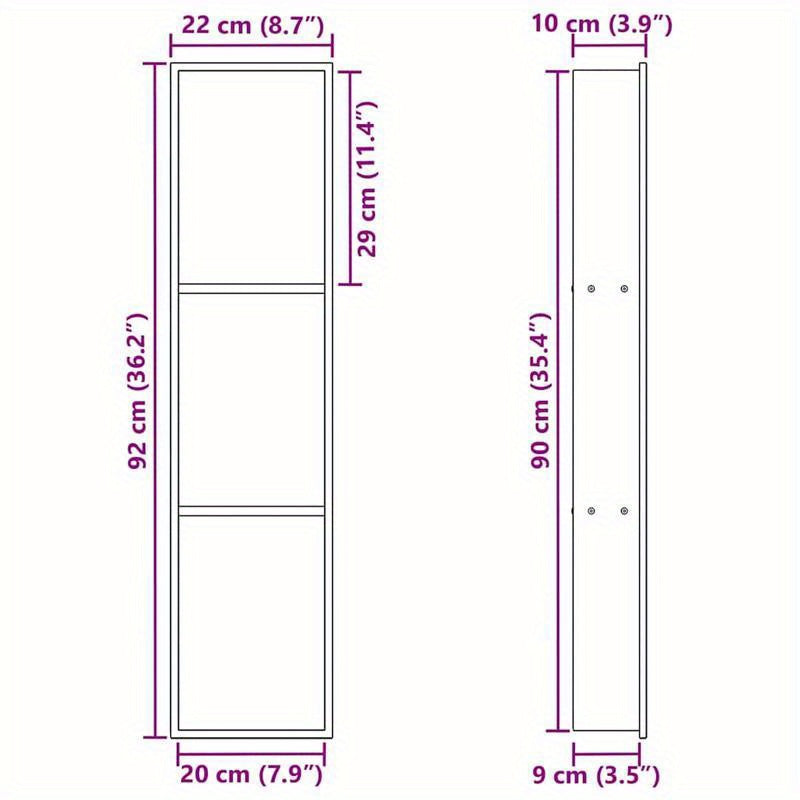 Inbouwdouche Niche – Douchenis – Doucheschelp – Opbergnis – Badkamernis – Zilverkleurig Roestvrij Staal – 90 x 20 x 9,5 cm – Eenvoudige Installatie Zonder Tegelwerk