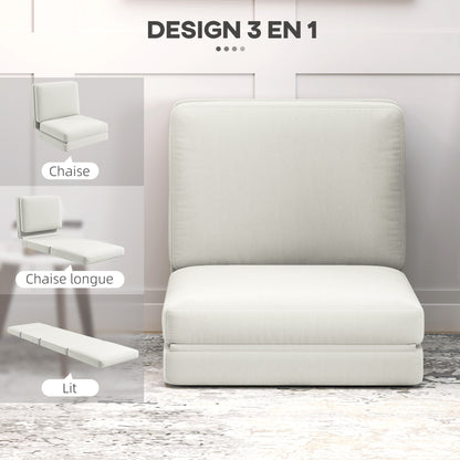 Verstelbare Zitzak – Vloerstoel – Fauteuil – Chaise Longue – Sofa Bed – Velours Crème – Opvouwbaar & Ruimtebesparend – Draaggewicht 240 Kg