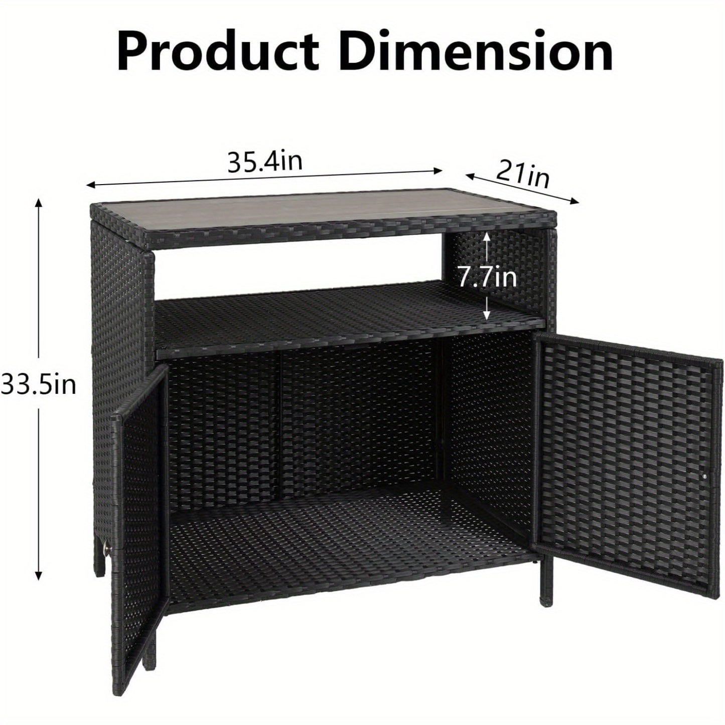 Wicker Opbergkast Buiten – Buitenmeubel – Tuinkast – Bar Tafel – Opbergtkast – Weerbestendig Wicker – Compact Design – Praktische Plank – Grijs