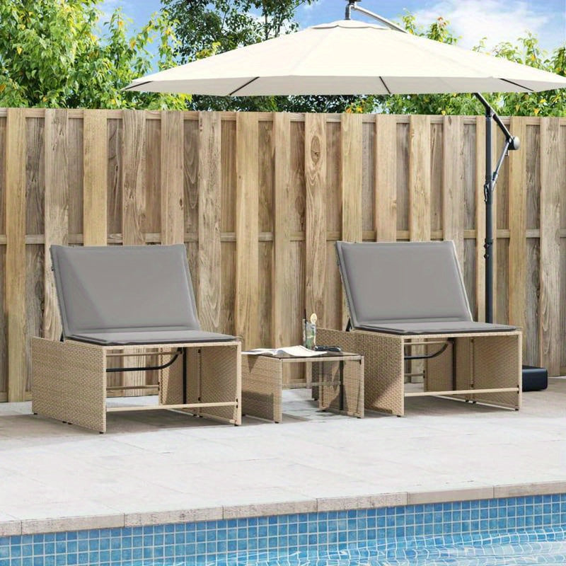 Loungestoel – Tuinstoel – Balkonstoel – Relaxstoel – Loungebank – Beige Poly Rattan – Ergonomisch Design – Weerbestendig