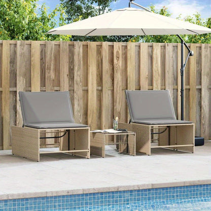 Loungestoel – Tuinstoel – Balkonstoel – Relaxstoel – Loungebank – Beige Poly Rattan – Ergonomisch Design – Weerbestendig