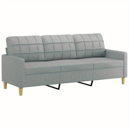 3-zits bank – Sofa – 3-zitsbank – Bedbank – Loungebank – Lichtgrijs – Compact 180 cm – Traagschuim Vulling – Stevig Hardhouten Frame