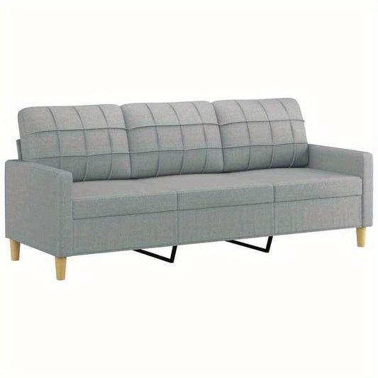 3-zits bank – Sofa – 3-zitsbank – Bedbank – Loungebank – Lichtgrijs – Compact 180 cm – Traagschuim Vulling – Stevig Hardhouten Frame