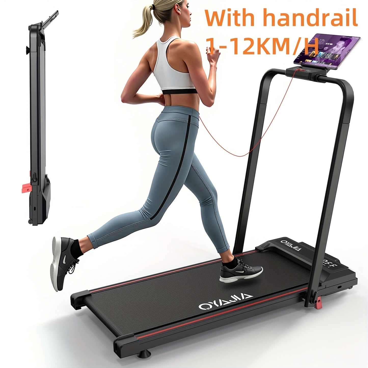 Loopband – Wandelband – Walking Pad – Treadmill – Hometrainer – Inklapbaar – 1-12 km/h Snelheid – Afstandsbediening & LCD Display