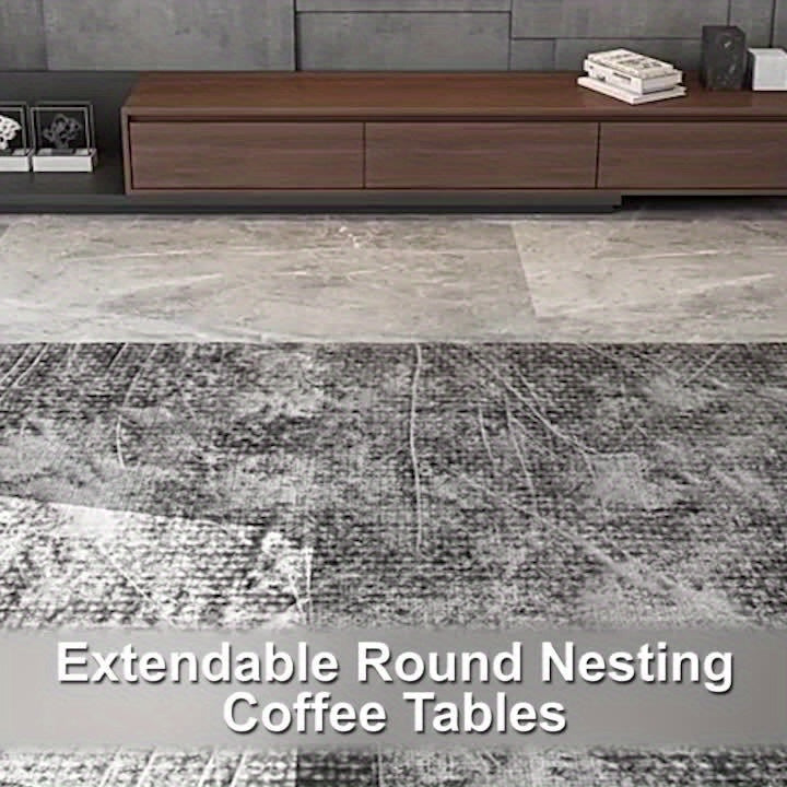 Ronde Koffietafel – Salontafel – Bijzettafel – Tafeltje – Woonkamertafel – Set Van 2 – Walnootkleurig Met Zwart Metalen Frame – Compact En Duurzaam