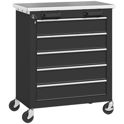 Gereedschapswagen – Werkplaatswagen – Tool Cabinet – Rolling Toolbox – Gereedschapskar – 5 Ruime Laden – Robuust Stalen Frame – Zwenkwielen Met Remfunctie