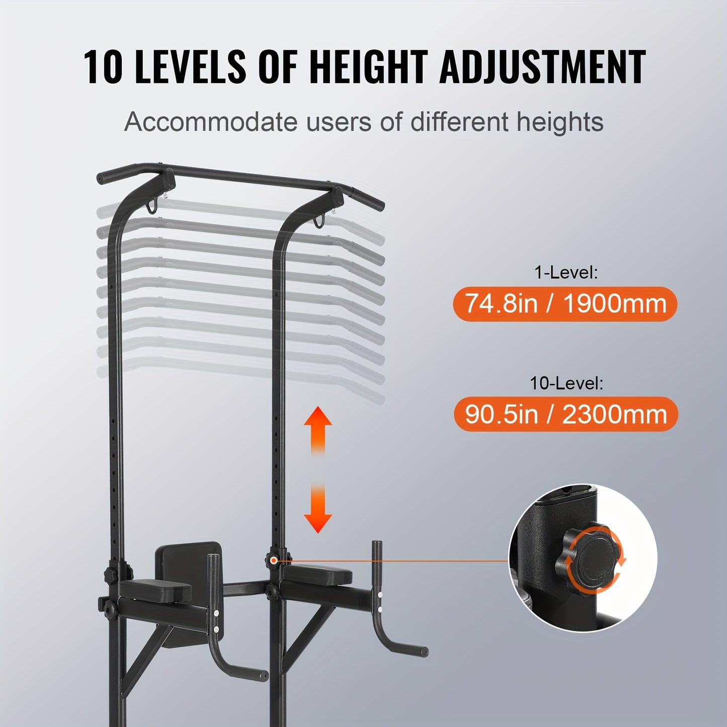 Power Tower – Thuisfitnessapparaat – Krachttrainer – Fitnessstation – Workoutstation – Verstelbare Pull-Up Bar – Maximaal 200 Kg Belastbaar