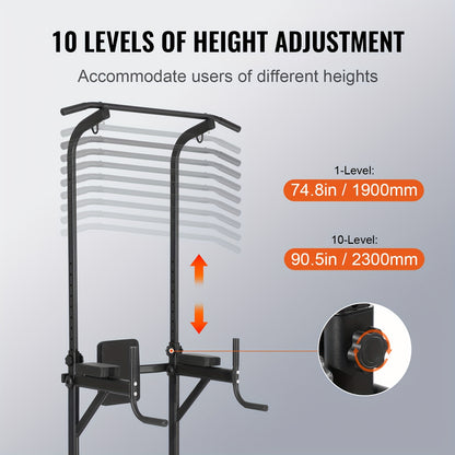 Power Tower – Thuisfitnessapparaat – Krachttrainer – Fitnessstation – Workoutstation – Verstelbare Pull-Up Bar – Maximaal 200 Kg Belastbaar