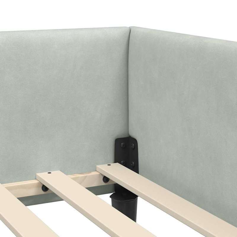 Bedbank – Slaapbank – Sofa Bed – Futon – Zitzak – Lichtgrijs – Uitschuifbaar – 100x200 cm – Gehard Houten Frame – Metalen Versterking