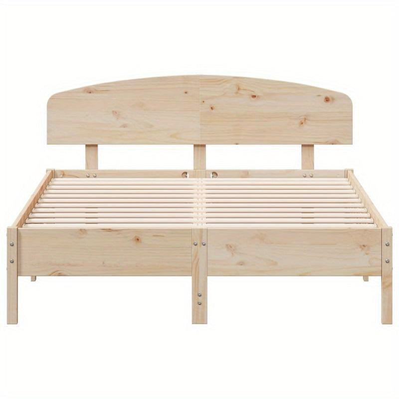 Contemporary Pine Wood Bed Frame 140x200cm - Solid Wood, Removable Headboard & Footboard, Easy Assembly, No Mattress Included, Minimalist Bedroom Furniture, Bedroom Furniture, Sleek Furniture, Natural Wood Finish