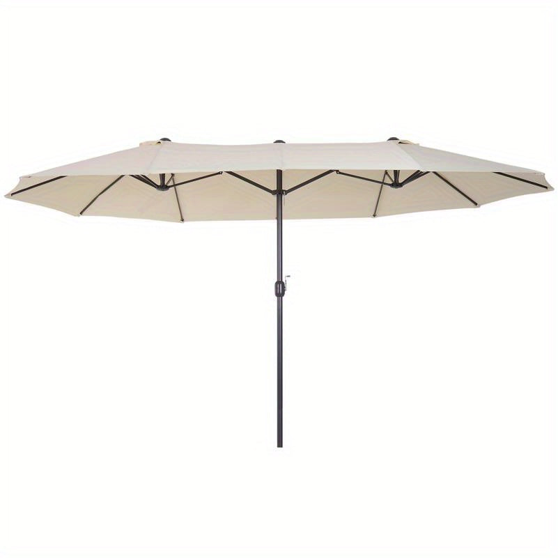 Tuinscherm – Zonnescherm – Terrasscherm – Schaduwdoek – Privacyscherm – Dubbel zonnescherm – Handbediening – Stalen frame 455x270x240 cm – Beige