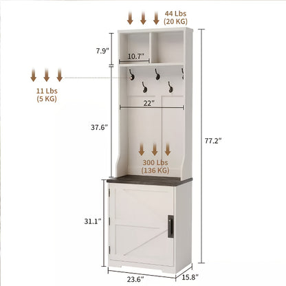 Kapstokbank – Kapstok – Halmeubel – Opbergbank – Garderoberek – Wit – 4 Haken – Comfortabel Zitkussen – Ruimtebesparend Design