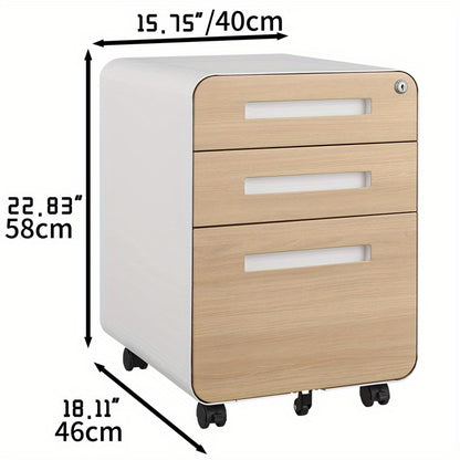 Rollendossierkast – Rolcontainer – Archiefkast – Rolkast – Jaloeziedeurkast – Mobiel Met Slot – Water- En Vochtbestendig – Vijf Wielen – Compact Onder Bureau – Wit Metalen Design