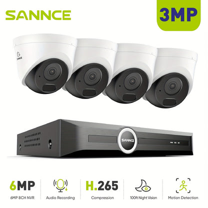 Beveiligingscamera Set – Security Camera – Camerabewaking – Bewakingscamera – POE Camera Set – 2K/3MP Resolutie – Nachtzicht 30 Meter – Audio Opname – NVR Zonder HDD – S+H.265 Video Compressie