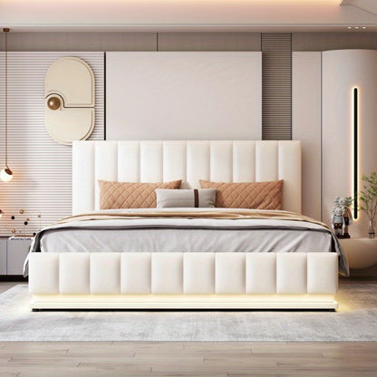 Tweepersoons Bedframe – Slaapbank – Bedframe Met Hoofdbord – Boxspringvloer – Bedframe 160x200cm – Verstelbaar Hoofdbord – Stevig Metalen Lattenbodem
