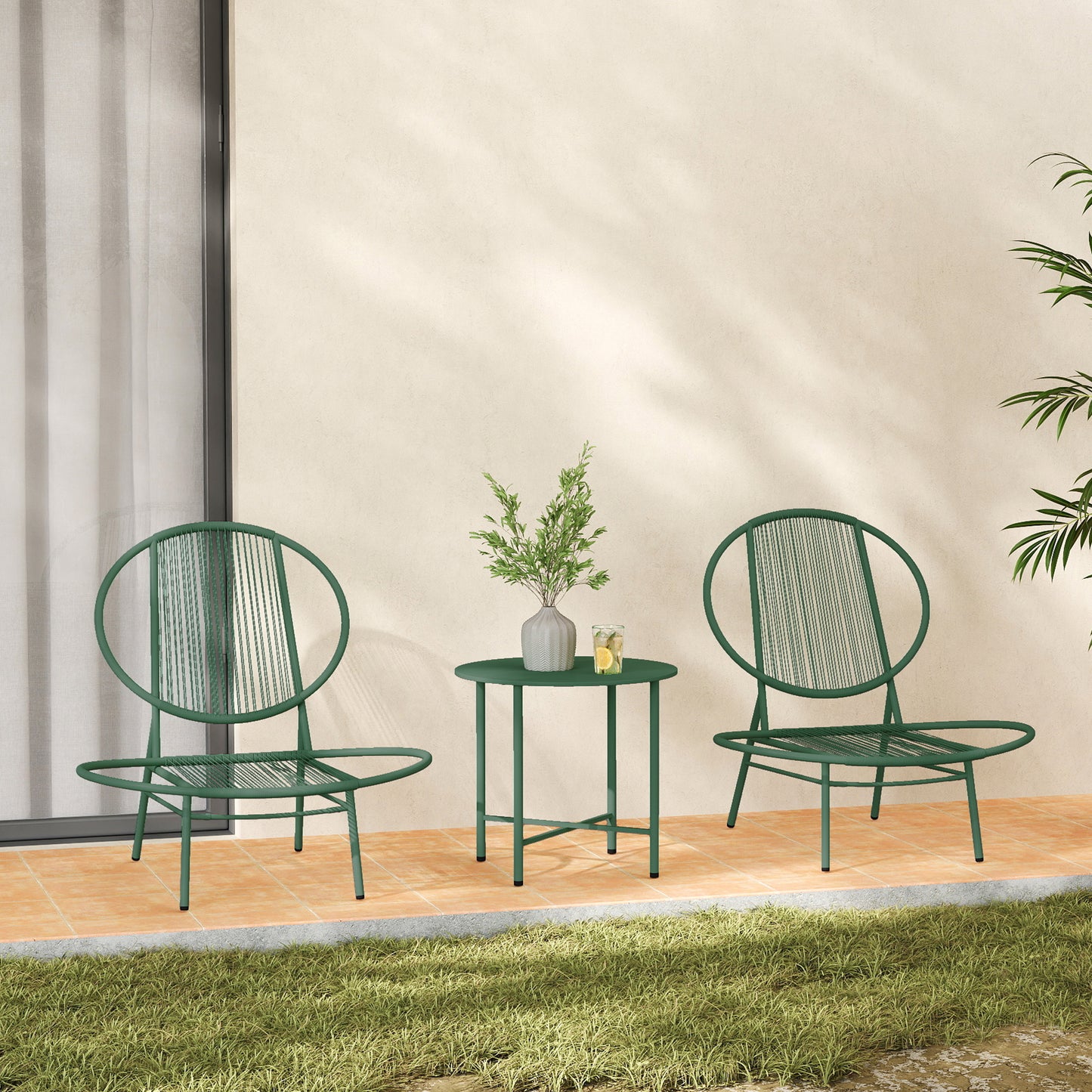 Loungeset – Tuinset – Balkonmeubels – Bistro Set – Loungeset Buiten – 3-delig – Weerbestendig Staal – Compact Design