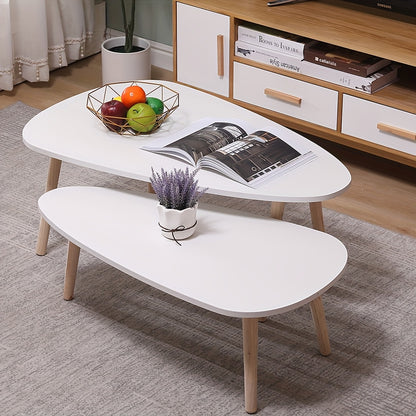 Nesting Coffee Tables Set - Beech Wood Legs, Scratch-Resistant & Easy Clean, 98x61x39cm & 88x48x33cm