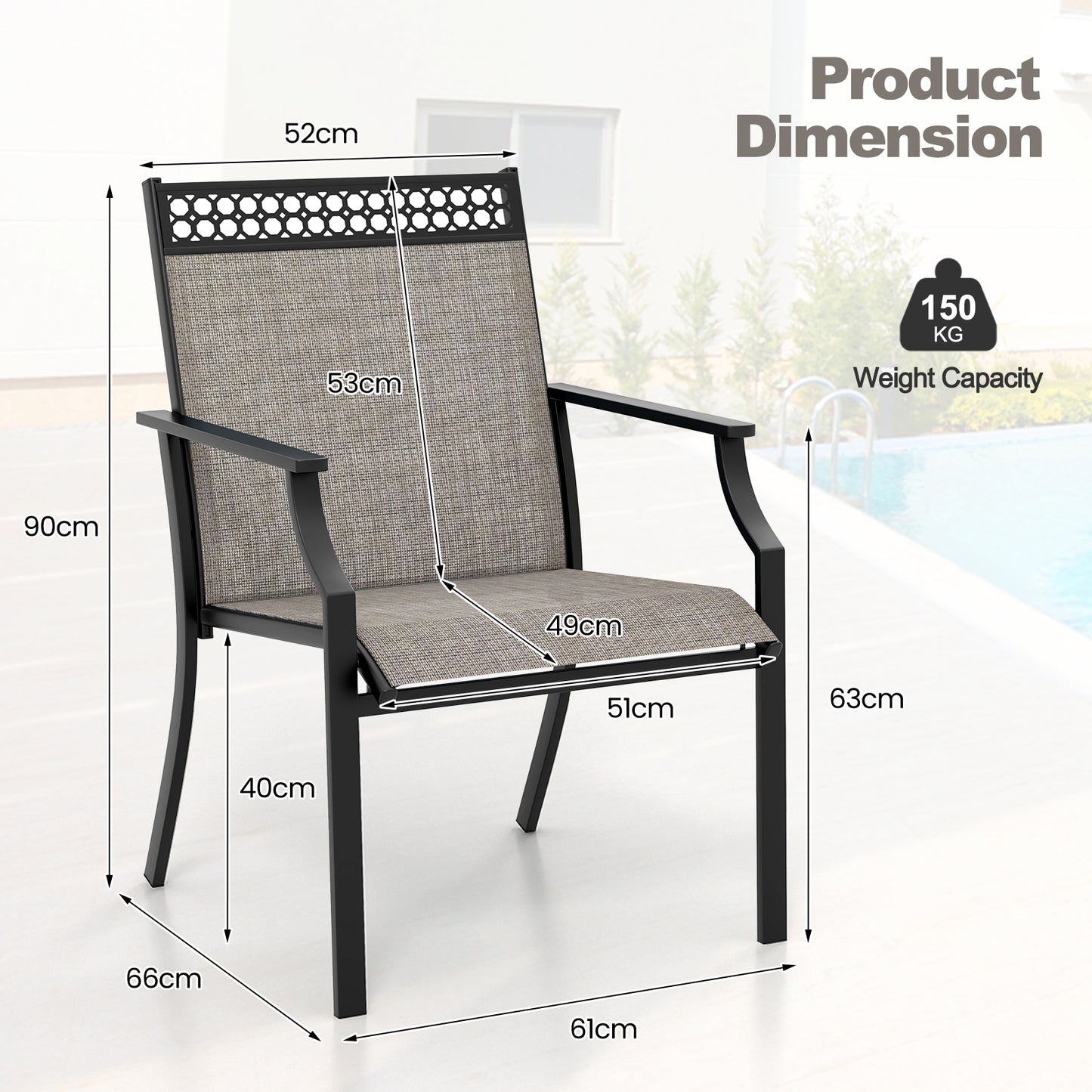 Tuinstoelen – Buitensstoelen – Tuinzetel – Balkonstoelen – Terrasstoelen – Weerbestendig – Hoog Rugleuning Met Armleuningen