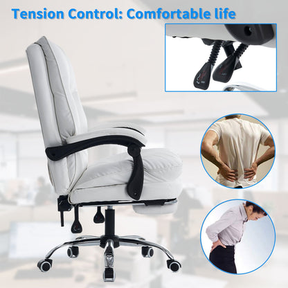 Bureaustoel – Office Chair – Gamestoel – Draaistoel – Bureaukruk – Ergonomisch Design – Verstelbare Hoogte & Lendensteun – Flip-up Armleuningen – Wit – Stille Wielen – Verbreding & Verbeterd Zitcomfort