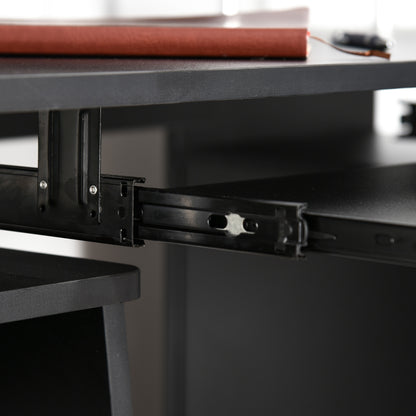 Computerbureau – Bureau – Werkplek – Schrijftafel – Bureau met Opbergruimte – Zwart – 120x55x85 cm – Veelzijdige Opbergruimte – Geïntegreerd Kabelbeheer
