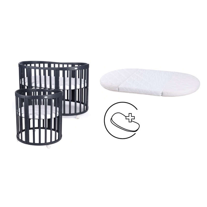 Ledikant – Babybed – Peuterbed – Wieg – Meegroeibed – Ovaal Design – Massief Beukenhout – Inclusief Matras