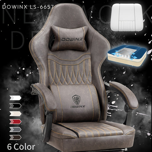 Ergonomische Gamingstoel – Bureaustoel – Game Chair – Computerstoel – Racerstoel – Verstelbare Voetsteun – Hoog Zitcomfort – Bruin