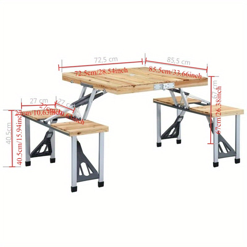 Campingtafel – Opvouwbare Tafel – Picknicktafel – Kampeertafel – Buitentafel – Lichtgewicht Aluminium & Hout – Stevig Stalen Frame