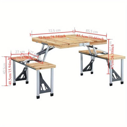 Campingtafel – Opvouwbare Tafel – Picknicktafel – Kampeertafel – Buitentafel – Lichtgewicht Aluminium & Hout – Stevig Stalen Frame