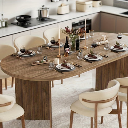 Ovale Eettafel – Rond Tafelblad – Houten Tafel – Vintage Eetkamertafel – Eettafel Bruin – Voor 8-10 Personen – 200x90x76 cm – Afgeronde Hoeken