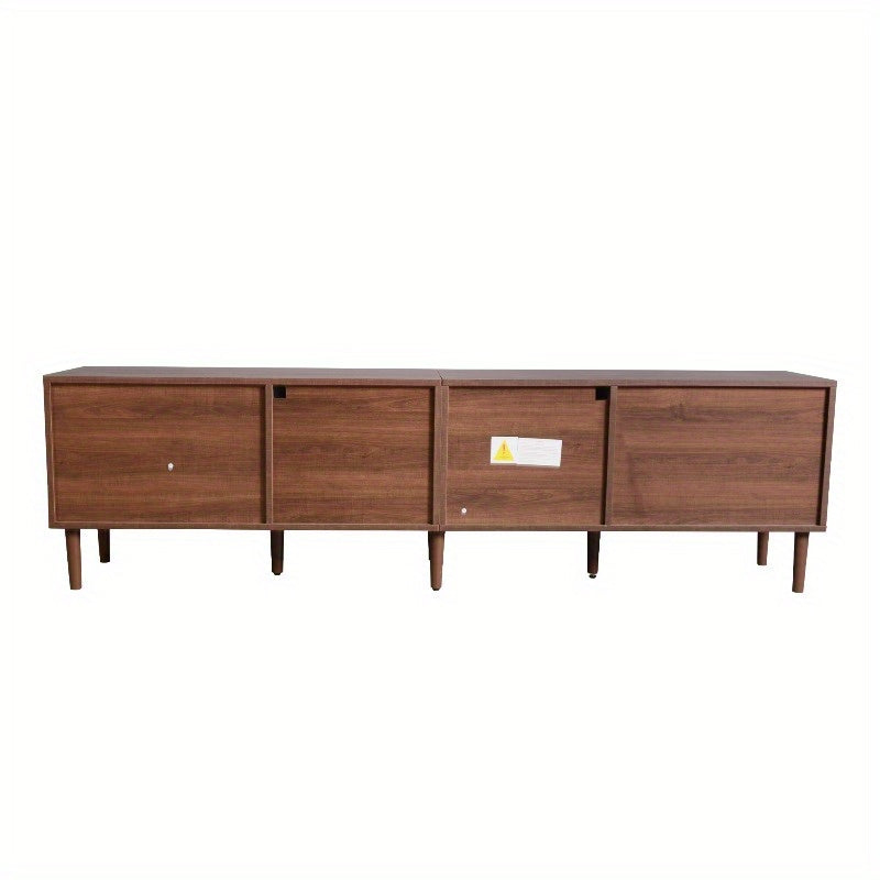 180cm TV Meubel – Tv Stand Living Room – Meubel Tv Met Rattan Lades – Tv Kast Met Glasdeuren – Entertainment Center – Metaal Frame – Stijlvol Design