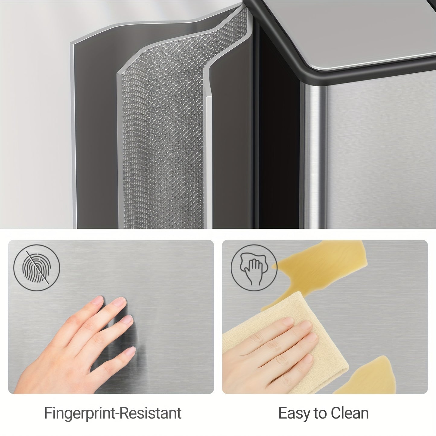 Rubbish Bin, Kitchen Pedal Bin, 60L ( 2 X 30 L ), Stainless Steel Waste Sorting System, Silent Slow Lid Closure, With 15 Exclusive Bags, Silver - QUORE