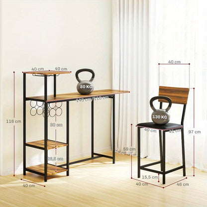 Barset – Barmeubel – Keukentafel – Krukken – Bistroset – Opvouwbare Tafel – Inklapbare Krukken – Stalen Frame – Compact Ruimtebesparend Design