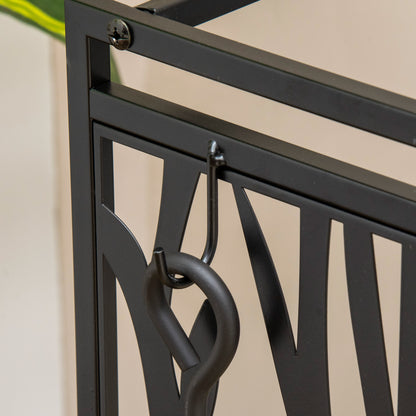Houtopslag – Houtrek – Haardhoutrek – Haardhoutopberger – Haardservant – Zwart Staal – Inclusief 4 Haardaccessoires – Compact 46x29x70 cm
