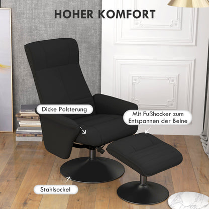 Tv-stoel – Relaxfauteuil – Draaifauteuil – Ligstoel – Lounge stoel – Microvezel Zitting – Draaibaar Met Rugleuning Tot 135° – Draagvermogen 150 kg