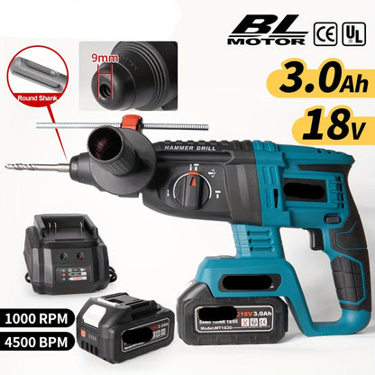 18V Accu Combihamer – Accuboormachine – Boorhamer – Klopboor – Draadloze Boormachine – Brushless Motor – Lithium-Ion 3.0Ah