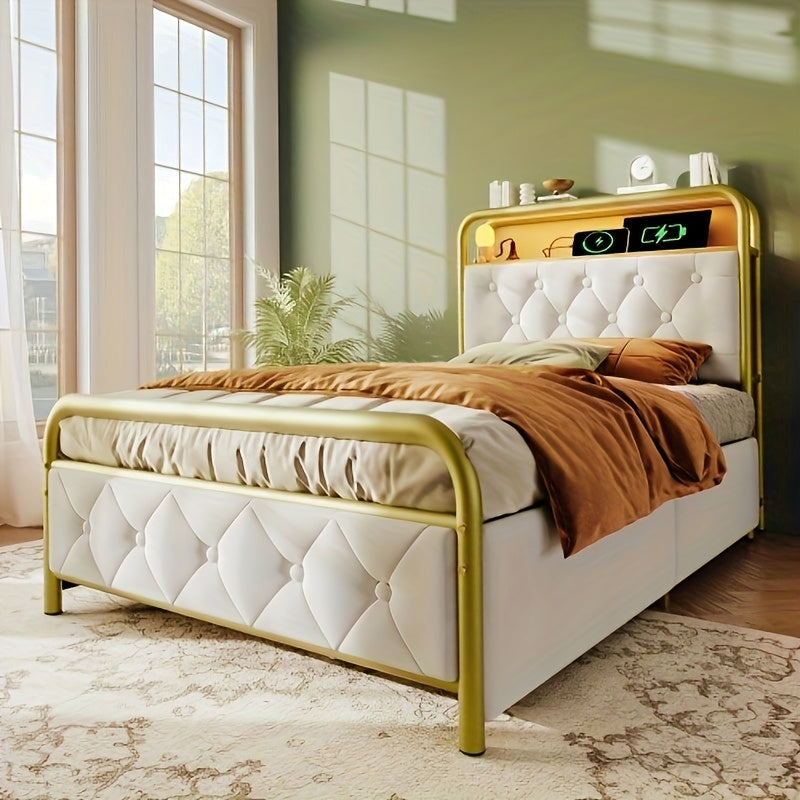 Bedframe – Bedbodem – Slaapbank – Eenpersoonsbed – Tweepersoonsbed – Modern Wit – Platform Bedraad Met Hoofdbord – Duurzaam Bamboe – Voorgemonteerd