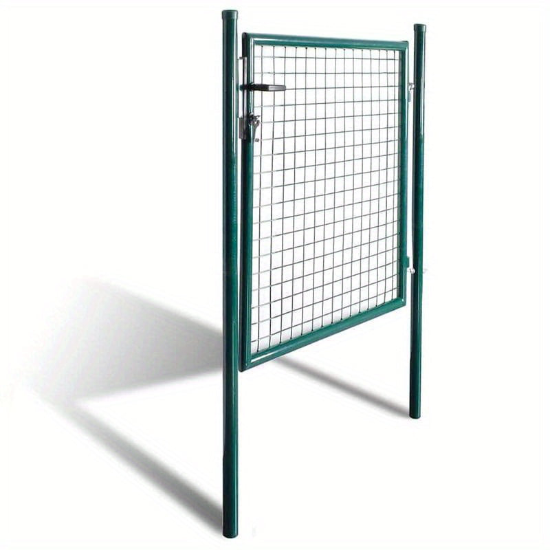 Rust-Resistant Powder-Coated Steel Garden Gate with Black Metal Frame - Durable Outdoor Access for Patio, Terrace, or Yard - Green Grid Design for Enhanced Privacy, Decorative Garden Fence