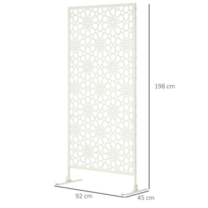 Schermwand – Kamerscherm – Tuinafscheiding – Privacywand – Wit Decoratief Metaal – Weerbestendig Epoxy Coating – 92 x 45 x 198 cm