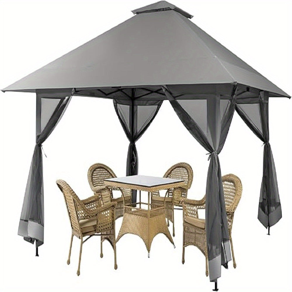 Instant Pop-Up Tent – Partytent – Tuinkamer – Terrastent – Zonnescherm – Donkergrijs – Verstelbare Hoogte – Inklapbare Wieltas